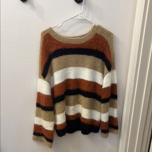 Impressions Brown and Orange Crew Neck Sweater